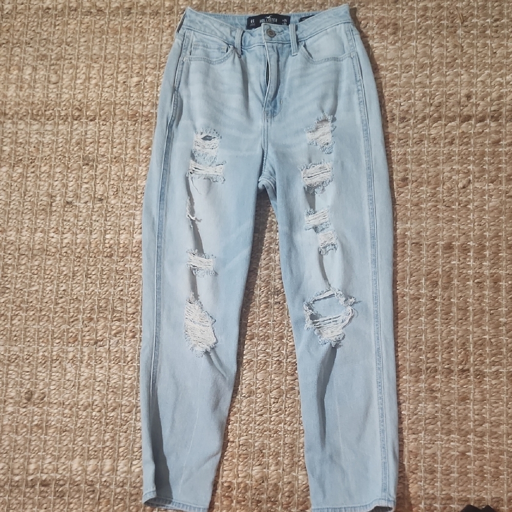 Hollister Light Blue Ripped Ankle Jeans